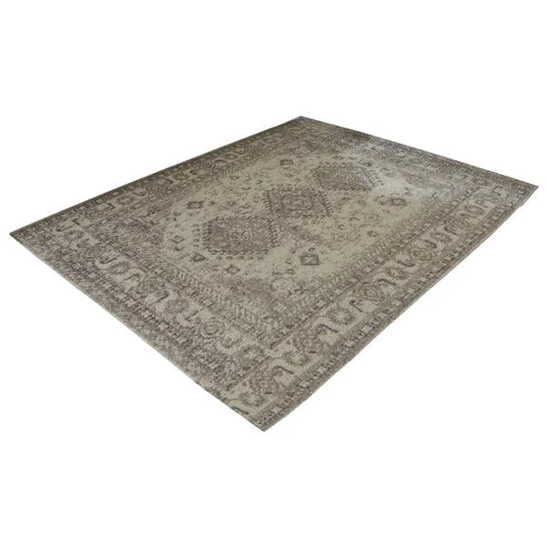 Benzara 84 x 60 Woolen Rug with Medallion Print, Medium, Gray