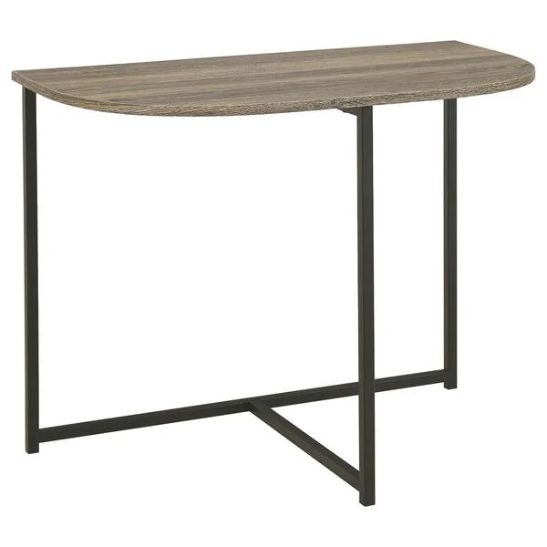 Benzara Crescent Moon Shaped Wood and Metal Chair Side End Table, Brown and Black