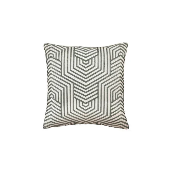 Benzara 20 x 20 Cotton Accent Pillow with Herringbone Print, Set of 4, Green and White