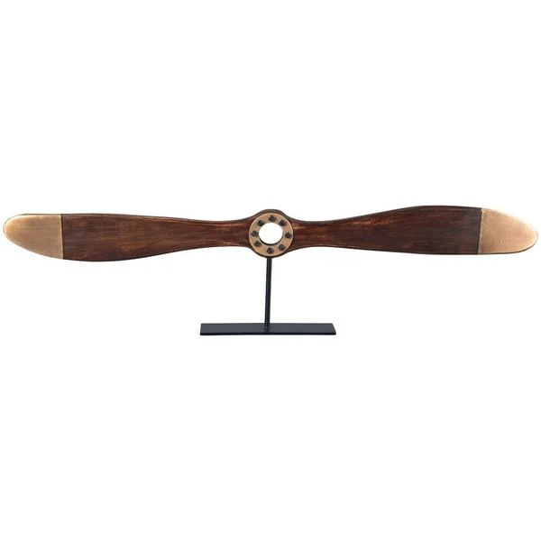 Benzara Wing Shape Wood and Metal Frame Sculpture, Brown and Black