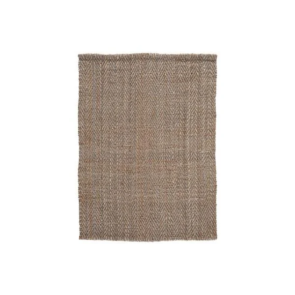 Benzara Rectangular Handwoven Jute Rug with Herringbone Pattern, Medium, Brown