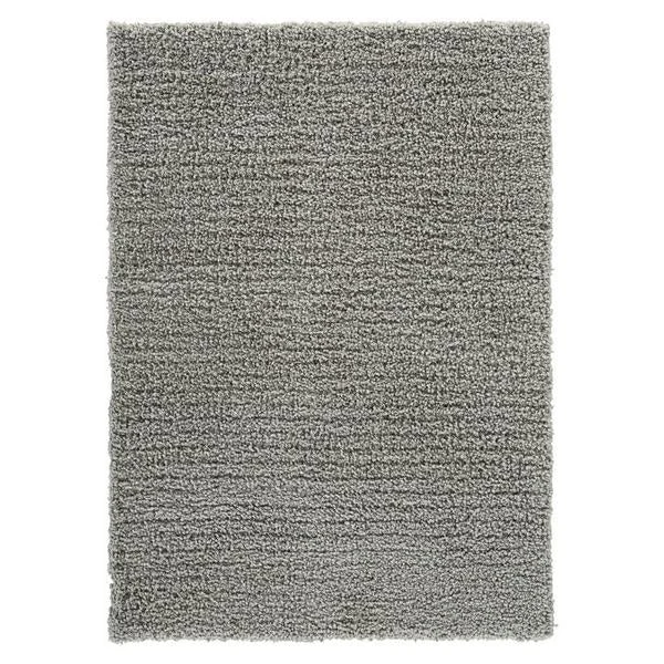 Benzara Rectangular Solid Color Rug with Polyester Shag Pile, Medium, Gray