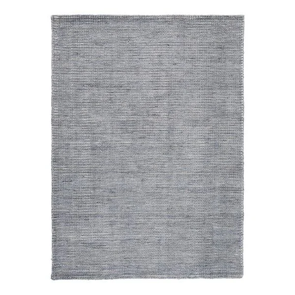 Benzara Rectangular Polyester Rug with Low Pile and Solid Color, Large, Gray