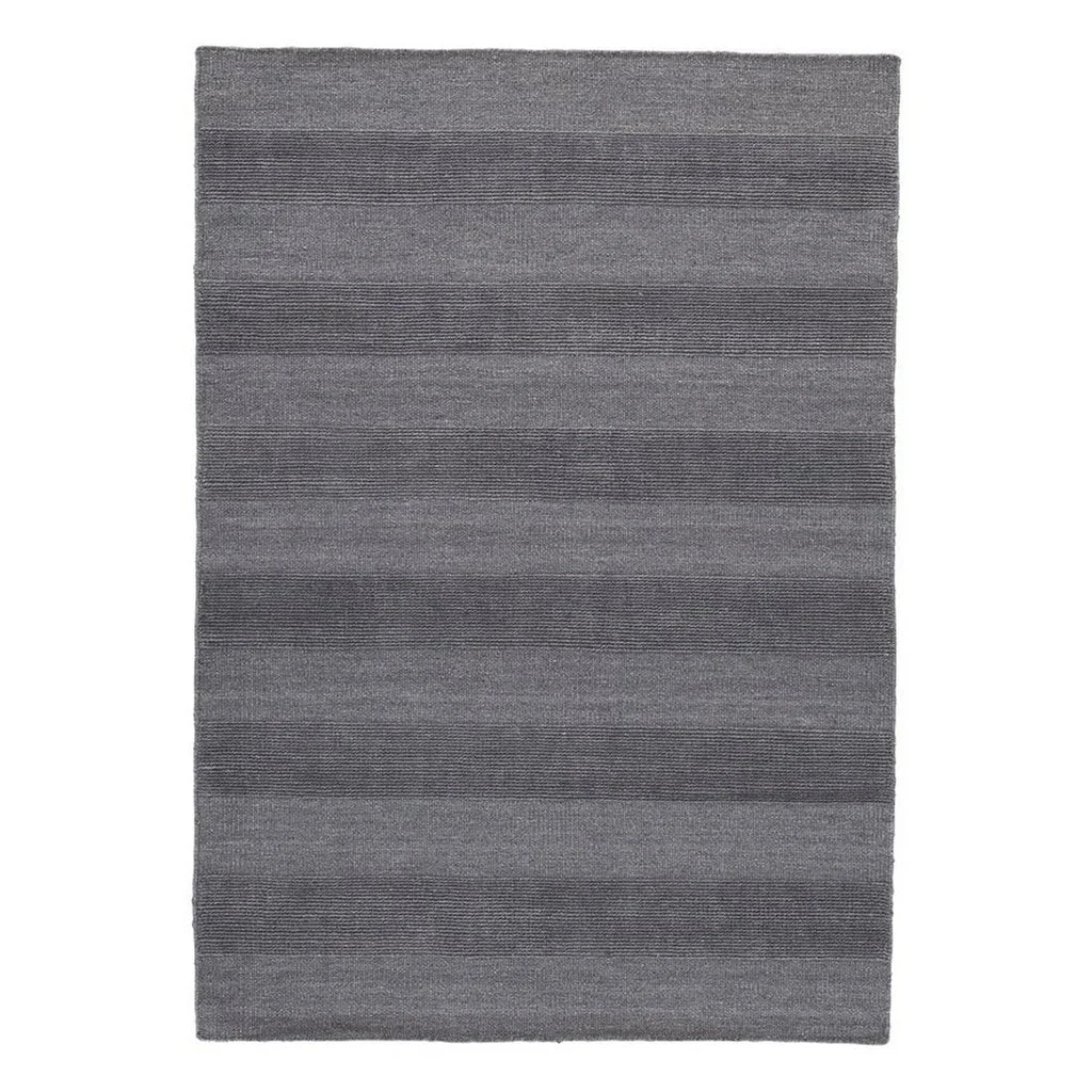 Benzara Rectangular Polypropylene Rug with Stripe pattern, Medium, Dark Gray