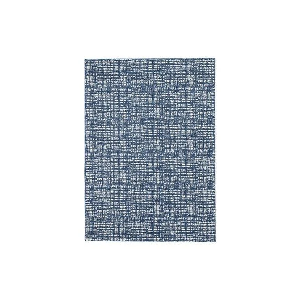 Benzara Machine Woven Fabric Rug with Embossed Cross Hatch Design, Large, Blue