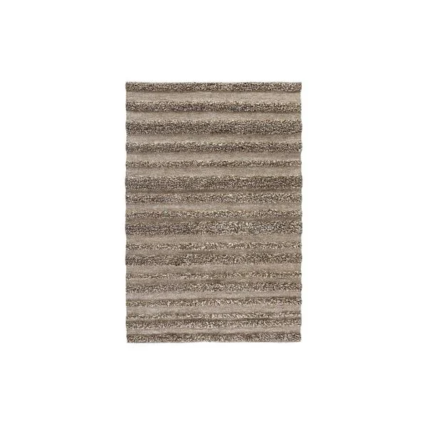 Benzara Handwoven Fabric Rug with Soft Piles Stripes and Shag Design, Large, Brown