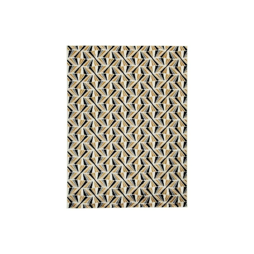 Benzara Machine Woven Fabric Rug with Geometric Pattern, Medium, Multicolor