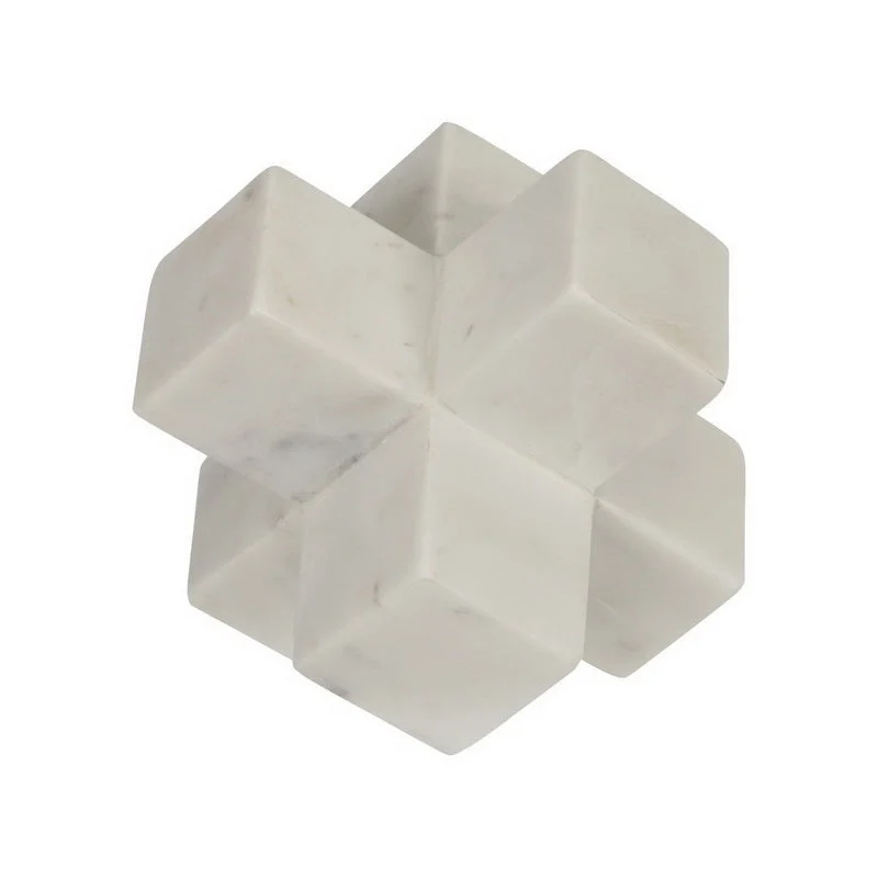 Benzara 7 Inches Marble Frame Decorative Jack, White