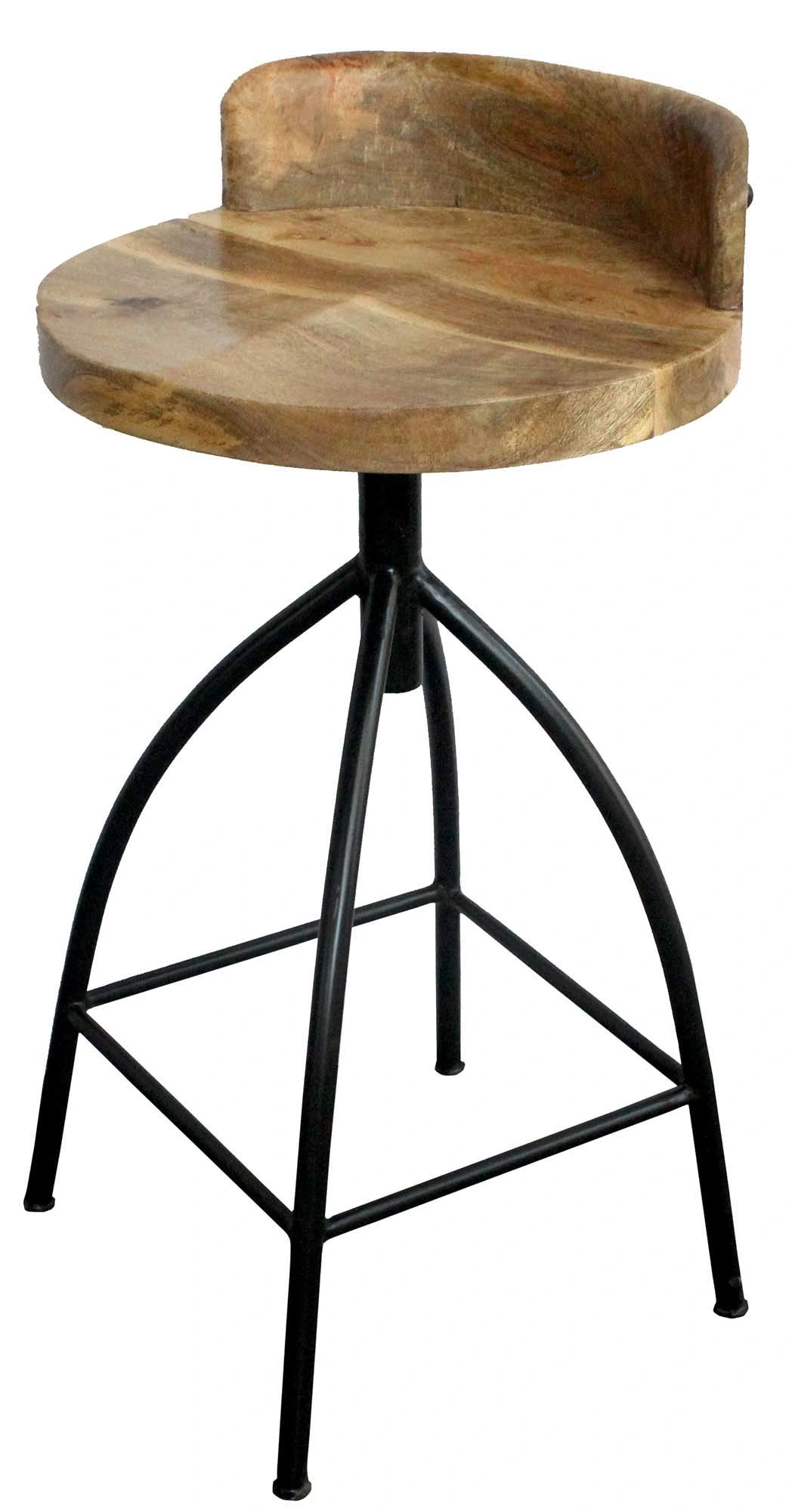 Benzara Industrial Style Adjustable Swivel Counter Height Stool with Backrest, Brown and Black 26-Inch (UPT-165867)