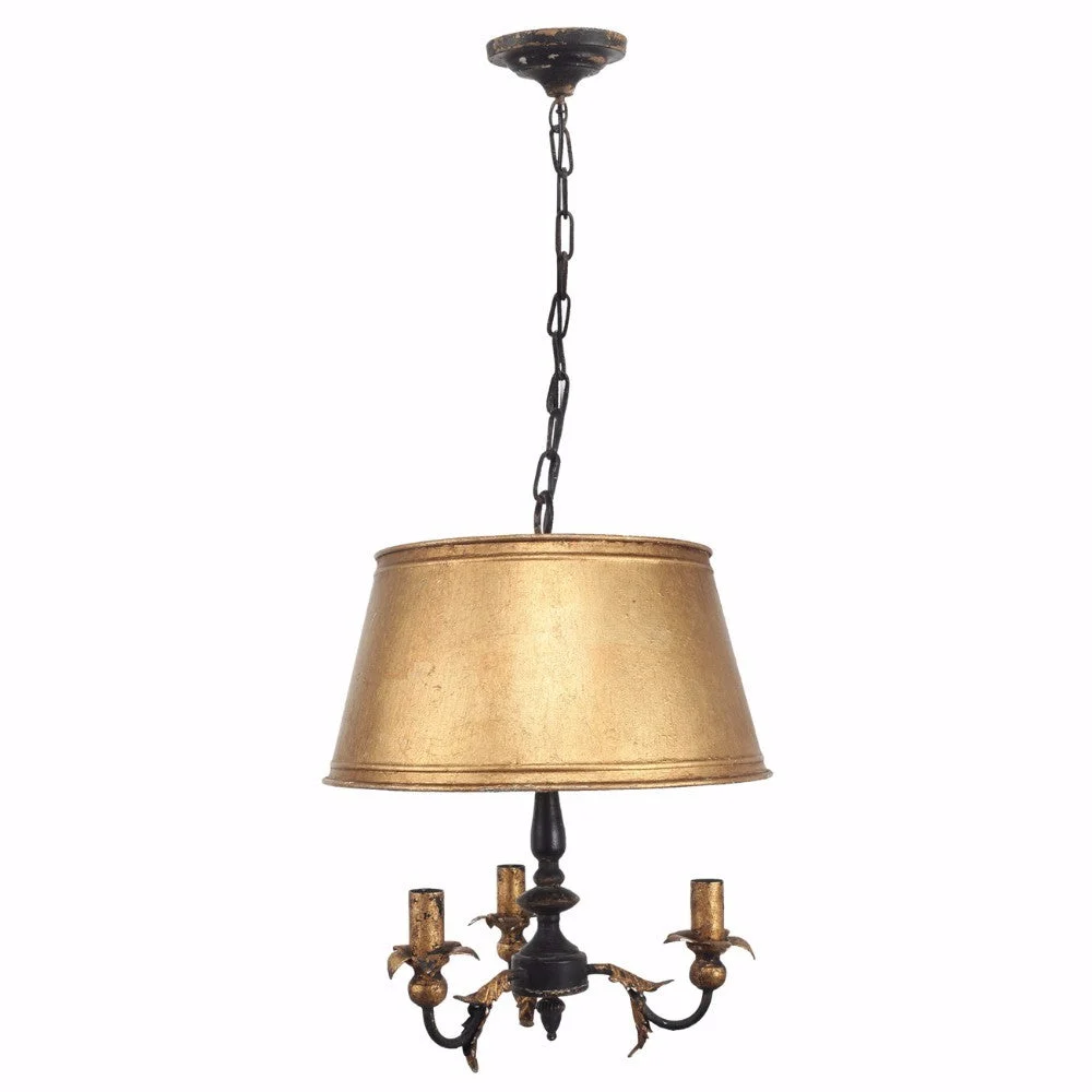 Benzara Simply Elegant Metal Chandelier, Gold and Black