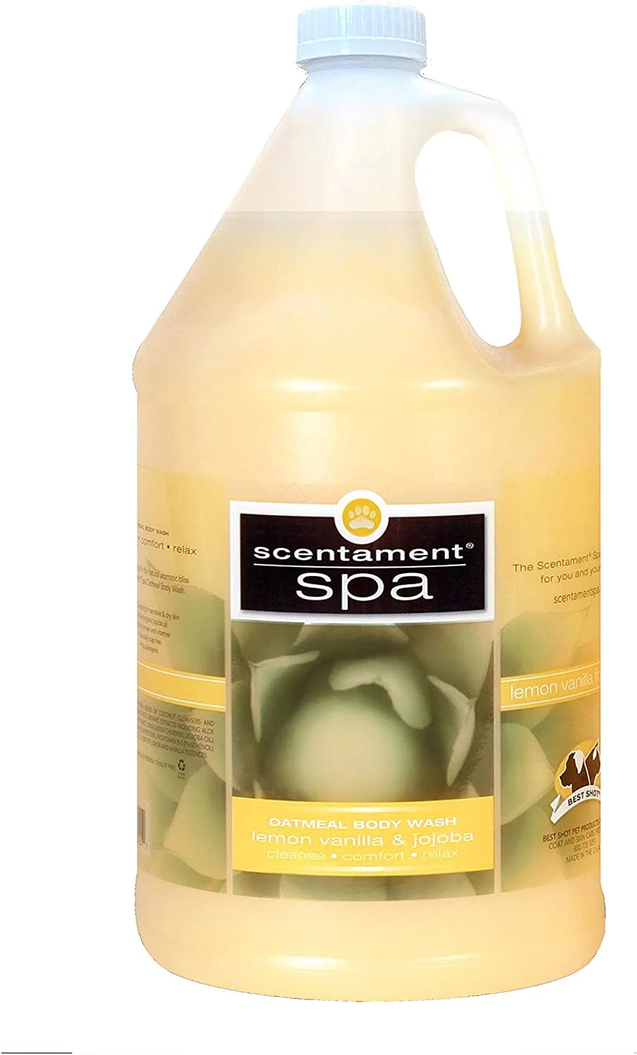 Best Shot Scentament Spa Oatmeal Lemon Vanilla & Jojoba Cat & Dog Body Wash, Lemon Vanilla, 1 gallon