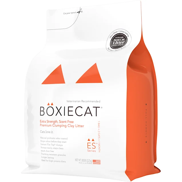 Boxiecat Extra Strength Scent-free Premium Clumping Clay Cat Litter, 16 lbs – 28 Ibs.