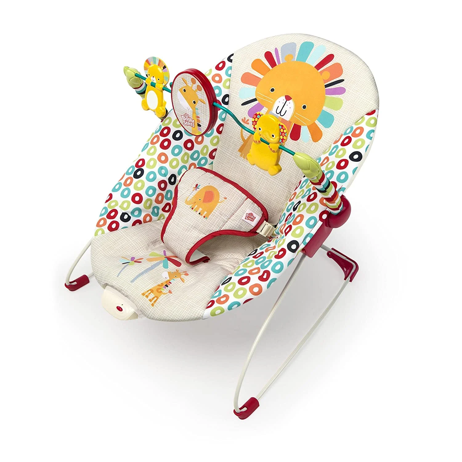 Bright Starts Playful Pinwheels Portable Baby Bouncer with Vibrating Infant Seat and-Toy Bar, 19.8×13.1×3.4 Inch, Age 0-6 Months