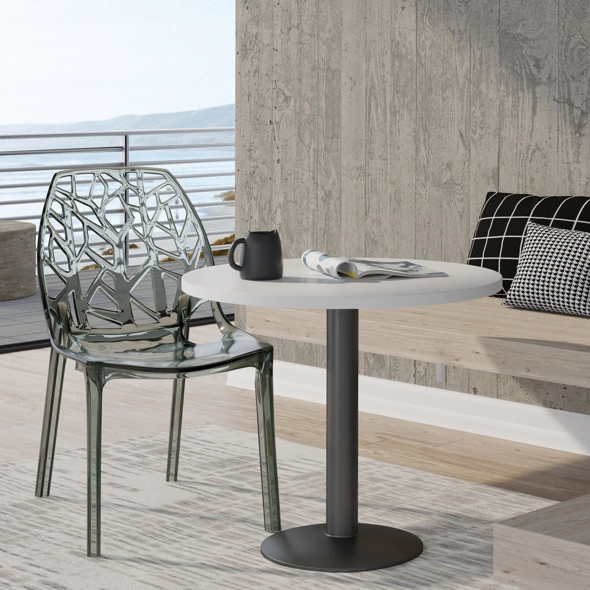 LeisureMod Modern Cornelia Dining Chair Transparent Black