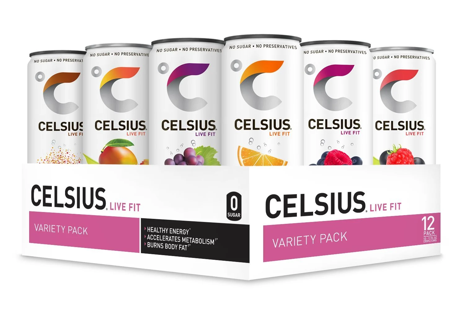 CELSIUS Essential Energy Drink, 12 Fl Oz, Official Variety Pack (Pack of 12)