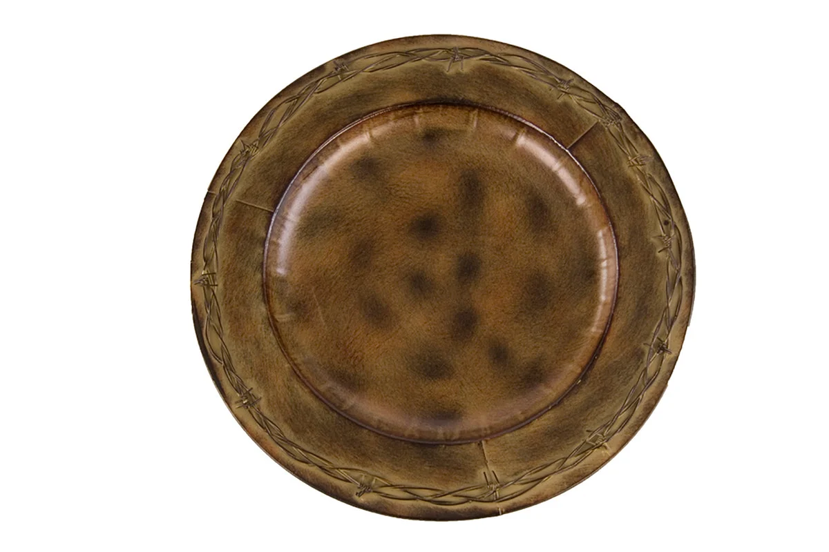 HiEnd Accents Round Barbwire Iron Tray (EA) Brown