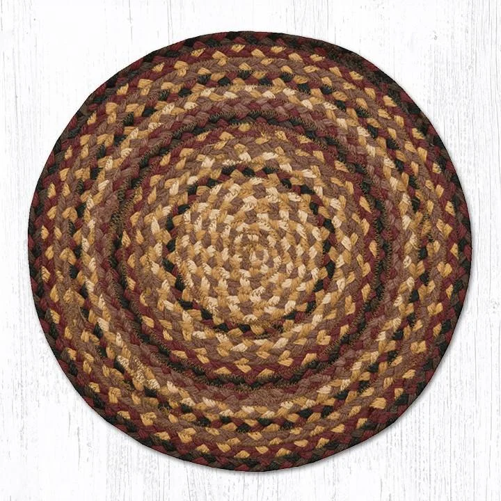 Earth Rugs CH-371 Black Cherry/Chocolate/Cream Jute Chair Pad 15.5``x15.5``