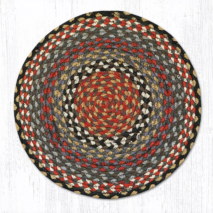 Earth Rugs CH-43 Burgundy/Blue/Gray Jute Chair Pad 15.5``x15.5``