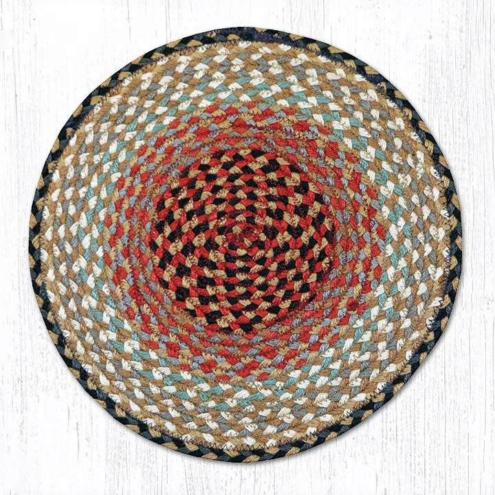 Earth Rugs CH-57 Burgundy/Gray/Cream Jute Chair Pad 15.5``x15.5``