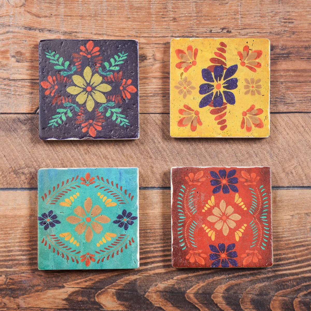HiEnd Accents Bonita Televera Design Coasters, Set of 4 Pcs
