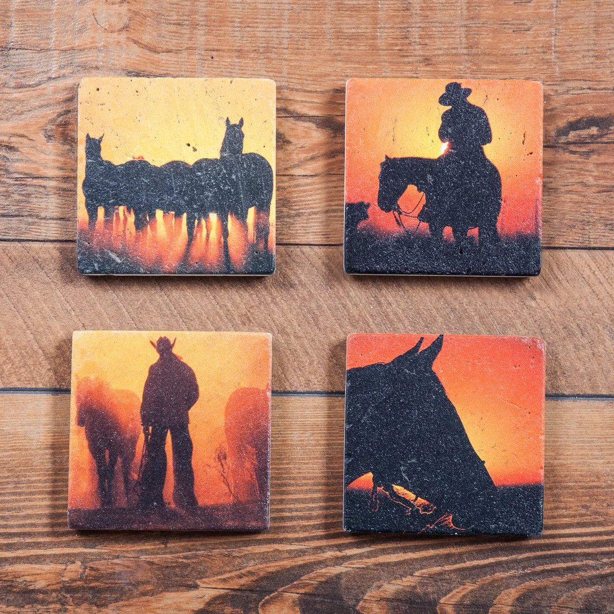 HiEnd Accents Cowboy Coasters, Set of 4 Pcs