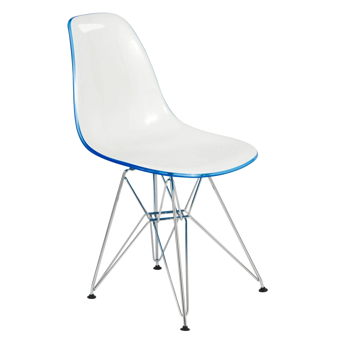 LeisureMod Cresco Molded 2-Tone Eiffel Side Chair White Blue