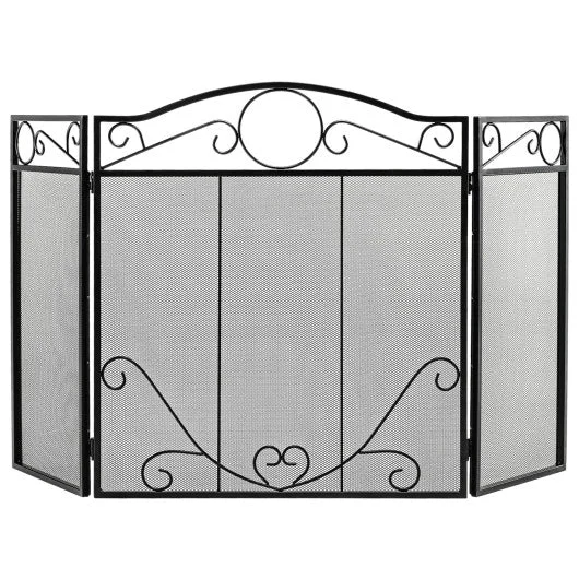 Costway 3-Panel Freestanding Fireplace Screen Folded Fire Doors