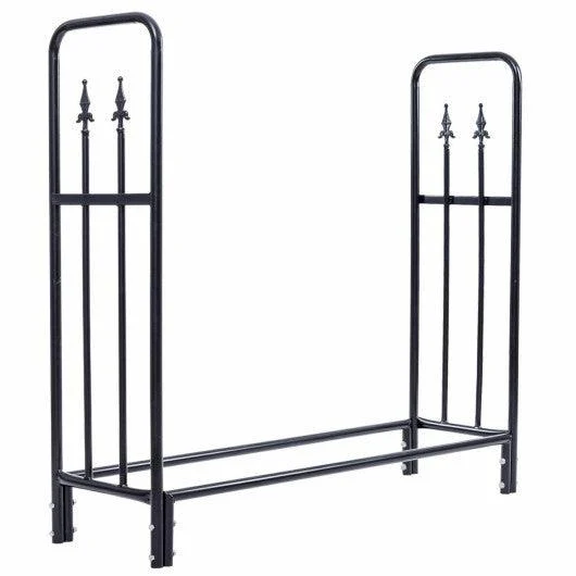 Costway 4' Outdoor Heavy Duty Steel Firewood Wood Storage Rack