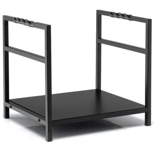 Costway Black Firewood Log Rack with Unique Handle and Raised Feet