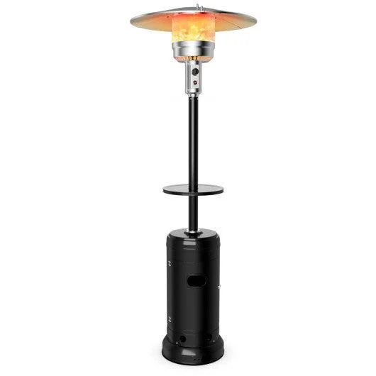 Costway Black Outdoor Heater Propane Standing LP Gas Steel with Table & Wheels