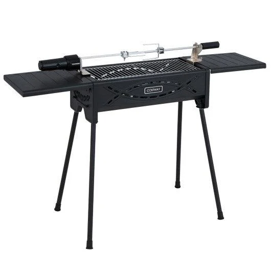 Costway Black Portable Charcoal Grill with Electric Roasting Fork