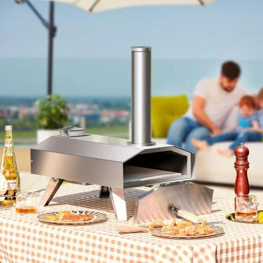 Costway Portable Stainless Steel Outdoor Pizza Oven with 12" Pizza Stone
