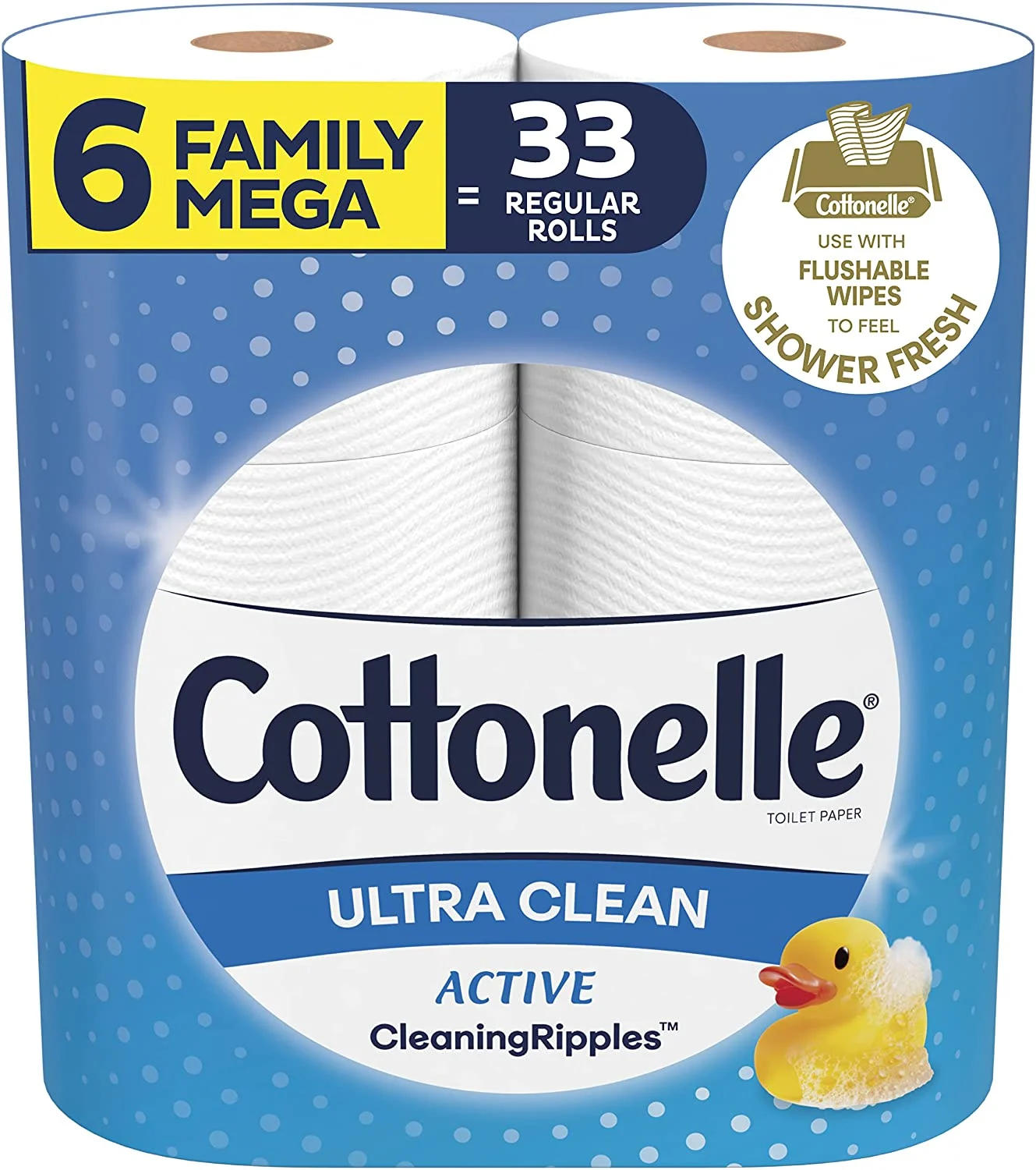 Cottonelle Ultra CleanCare Strong Toilet Paper, 6 Family Mega Rolls, Bath Tissue