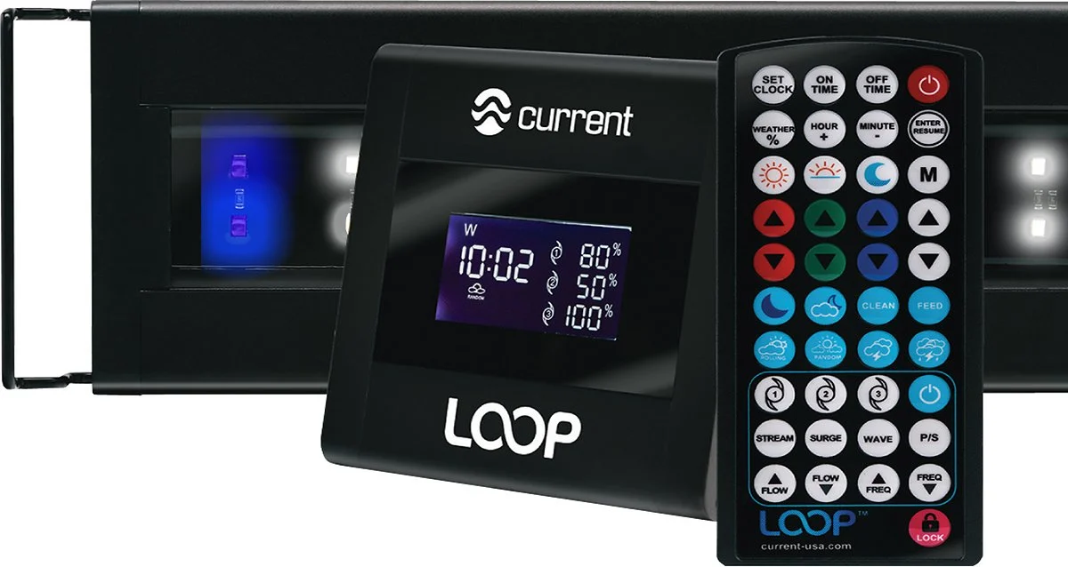 Current USA Orbit Marine IC LED Reef Aquarium Light | 24 Hour IR Lighting & Wave Pump Control | Adjustable Color Spectrum, 24″ – 36″