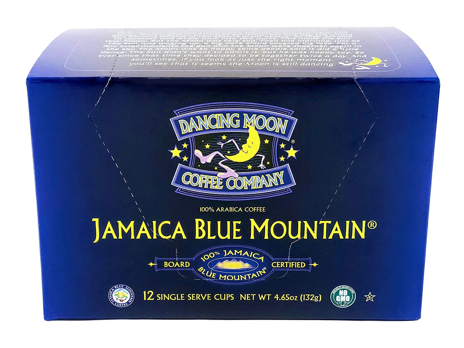 Dancing Moon Brand, 100% Jamaica Blue Mountain Coffee Pods, 12 CT Box)