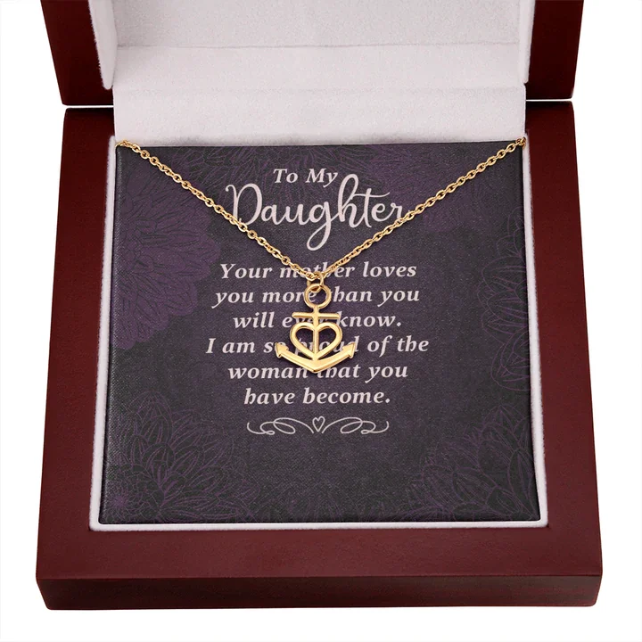Daughter Gifts from Dad, Anchor Heart Pendant Necklace