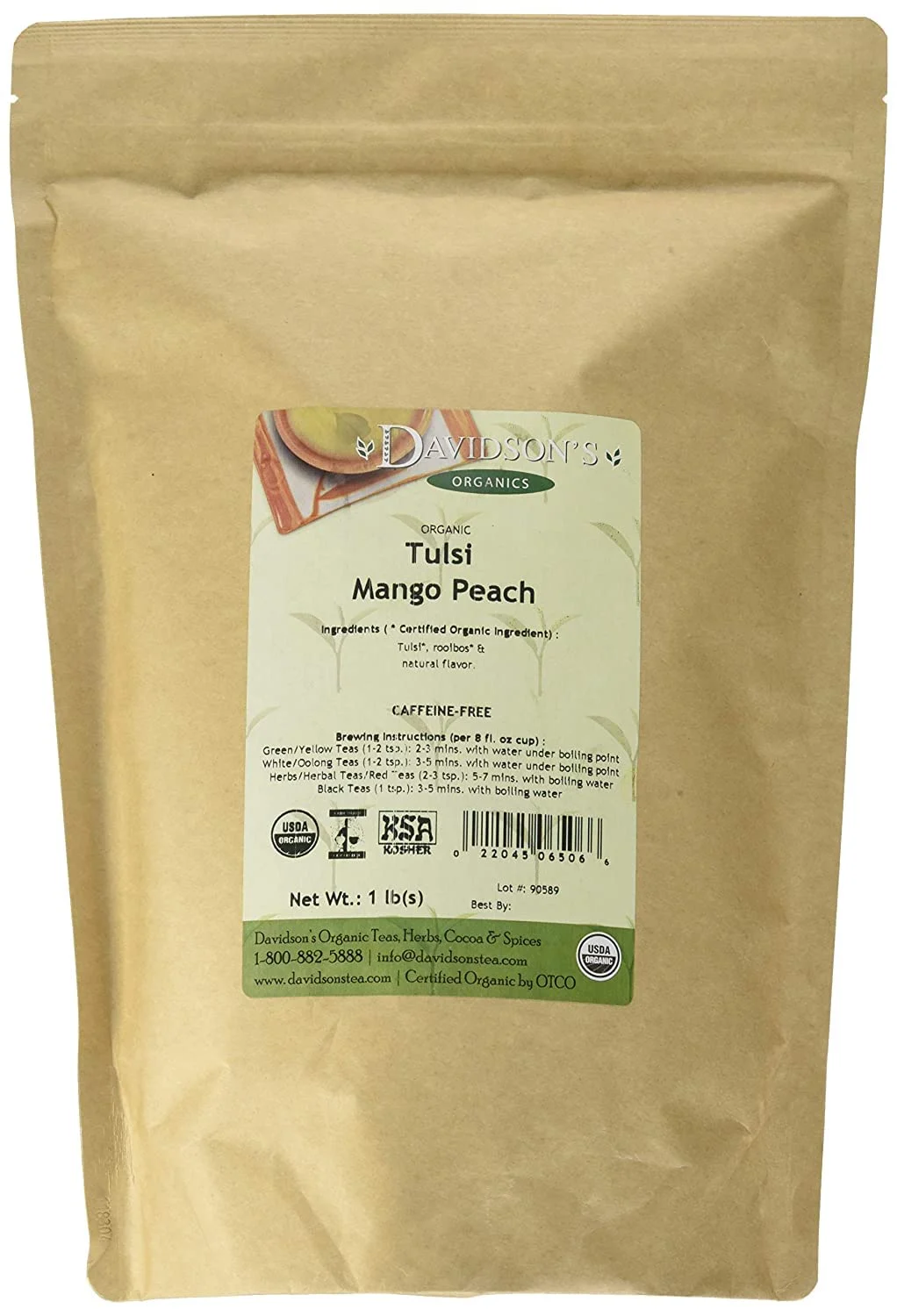 Davidson’s Tea Bulk, Tulsi Mango Peach, 16 Ounce