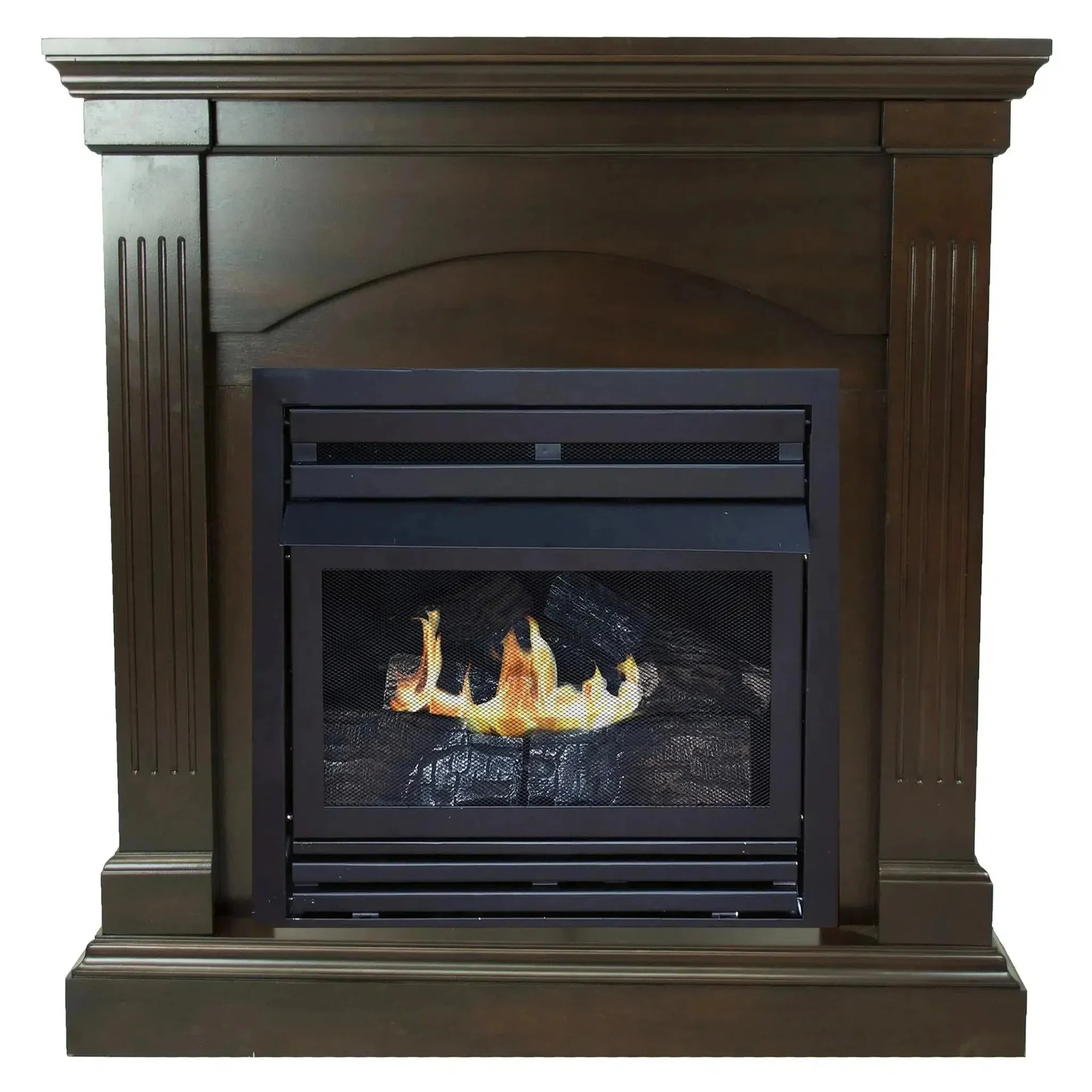 Design Specialties 36" Compact Heritage 20,000 BTU Vent Free Natural Gas Fireplace with Wall Corner Combo