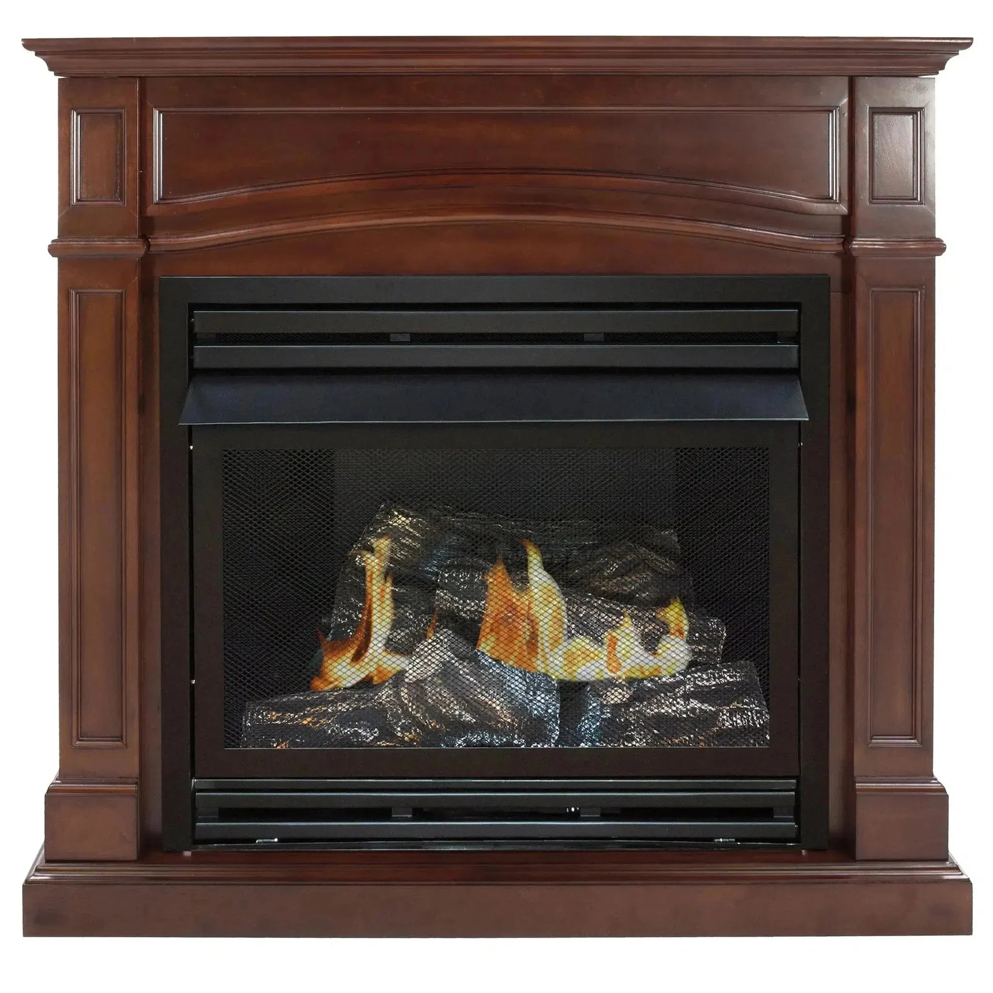 Design Specialties 42" Intermediate Tobacco 27,500 BTU Vent-Free Liquid Propane Gas Fireplace with Wall Corner Combo