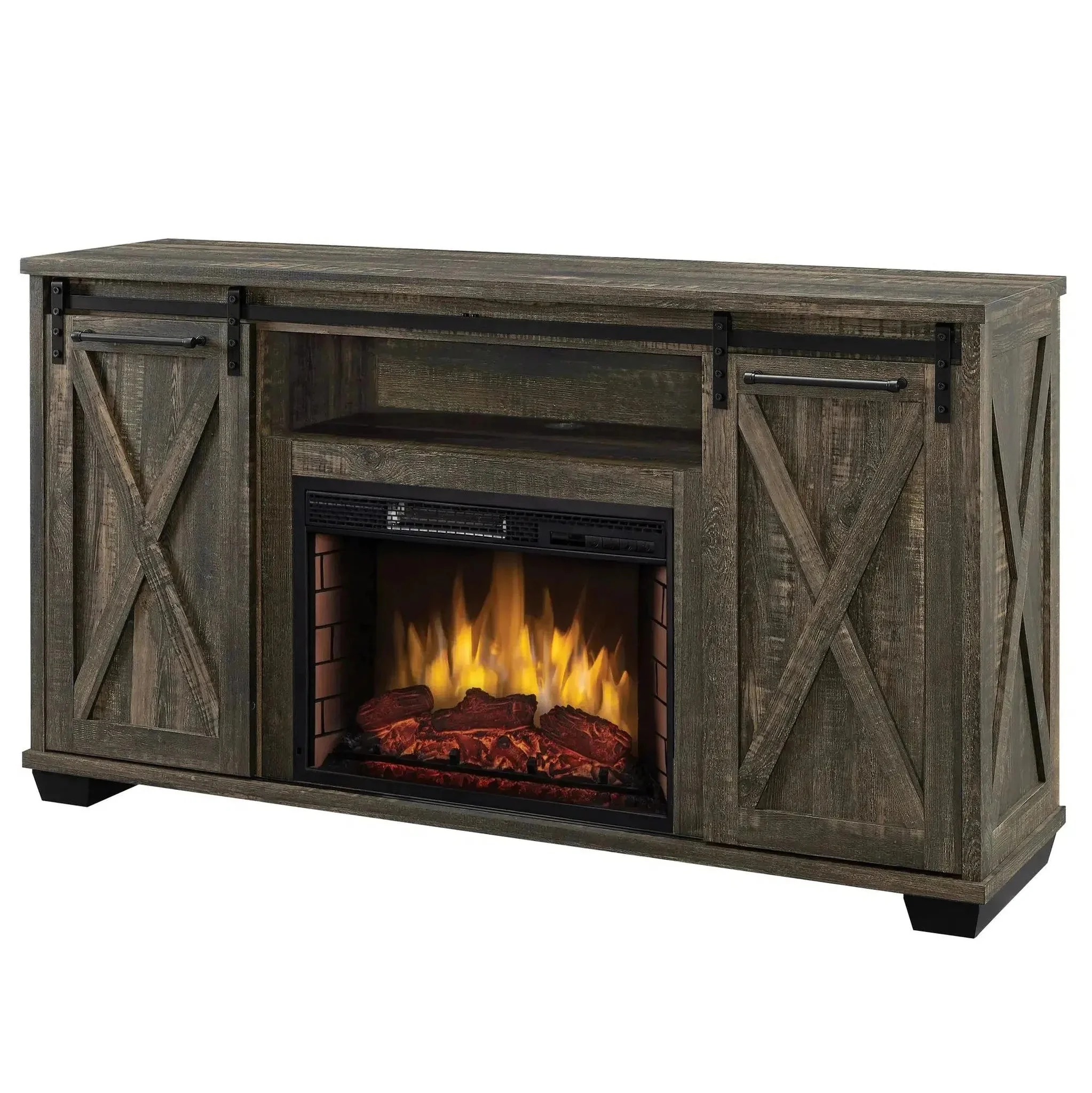 Design Specialties Rivington 58" Barnboard Gray Infrared Media Electric Fireplace