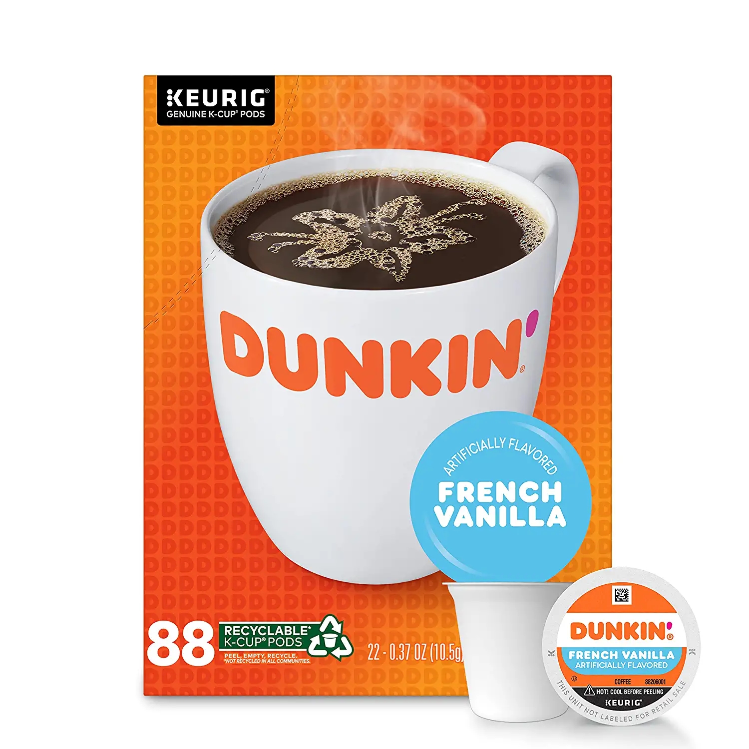 Dunkin’ Coffee French Vanilla Flavored Coffee K Cup Pods for Keurig Coffee Makers 88 Count