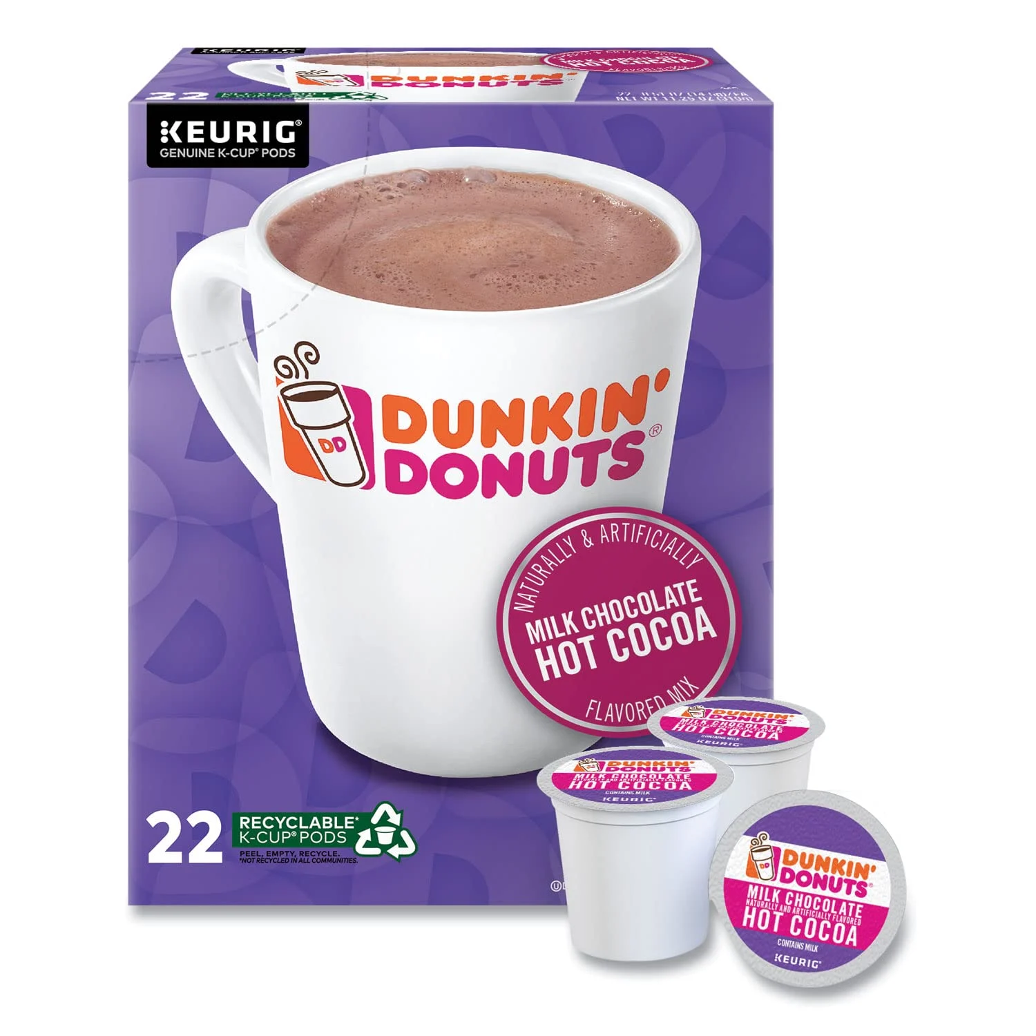 Dunkin’ Milk Chocolate Hot Cocoa, 22 Keurig K-Cup Pods