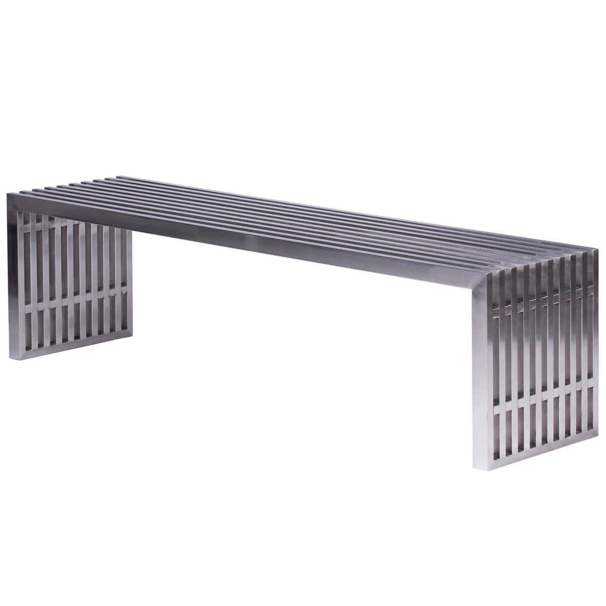 LeisureMod Eldert Gridiron Stainless Steel Bench