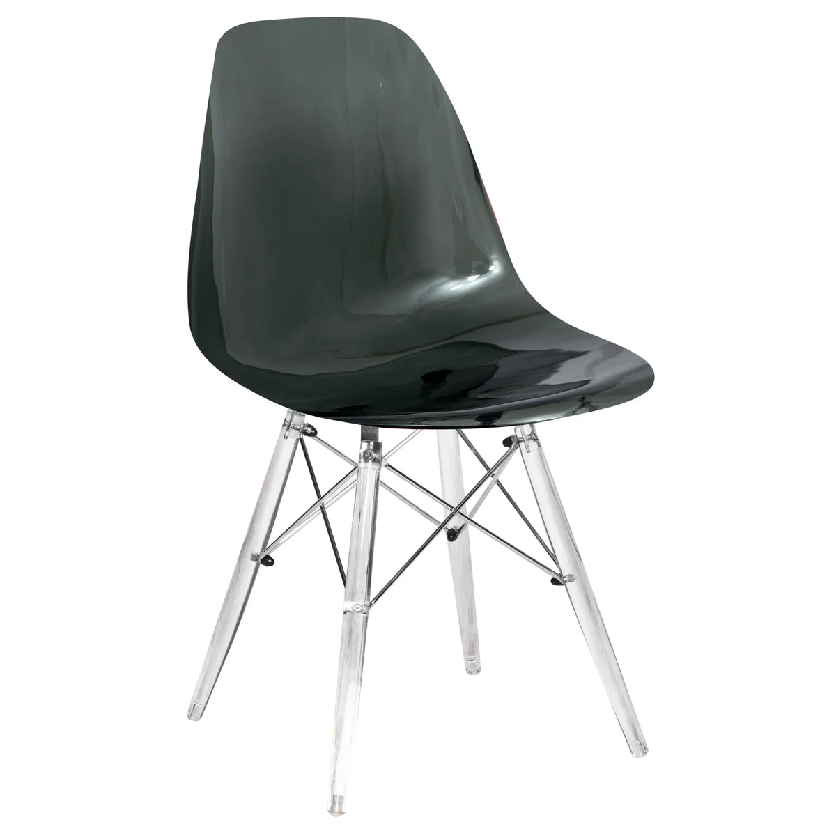 LeisureMod Dover Molded Side Chair with Acrylic Base Transparent Black