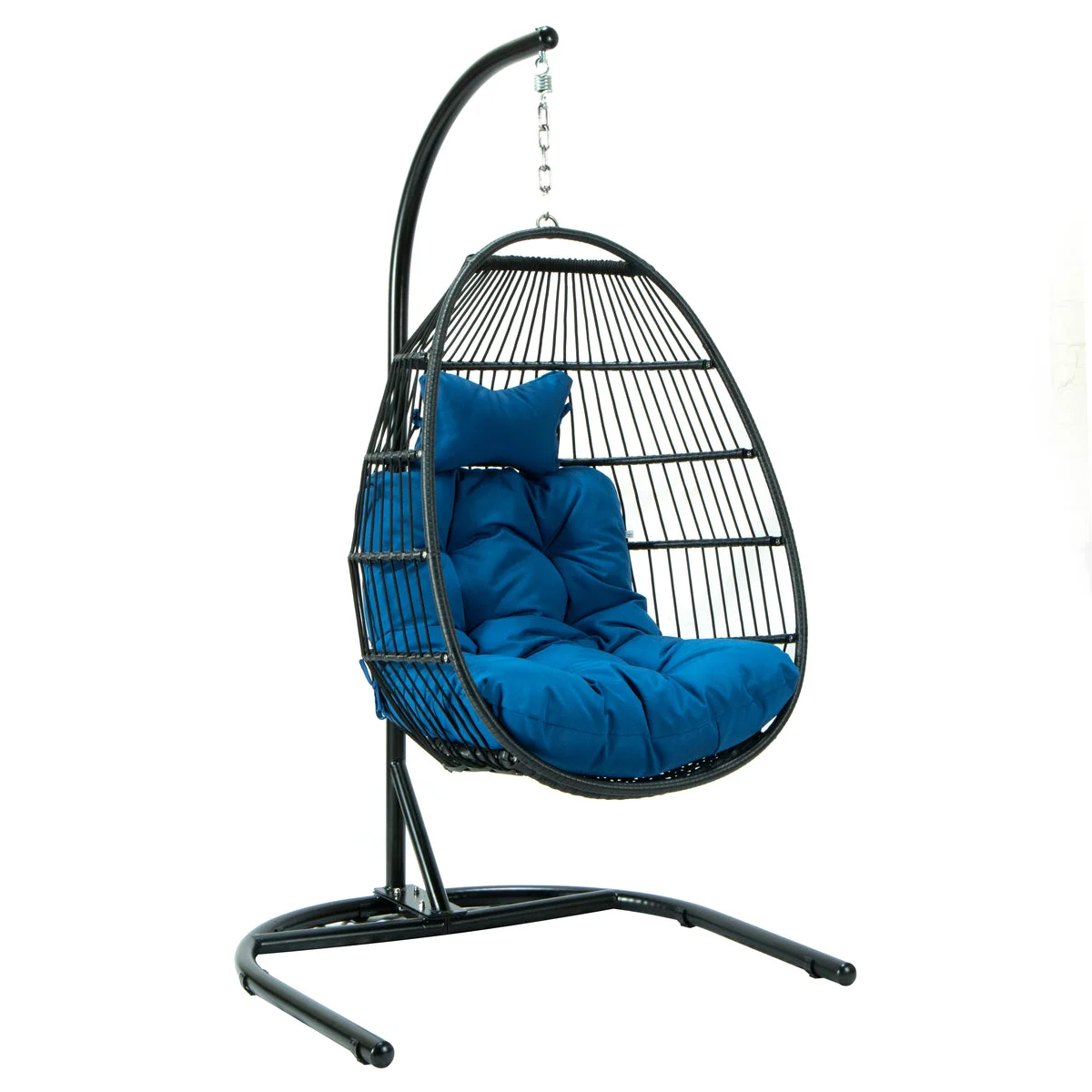 LeisureMod Wicker Folding Hanging Egg Swing Chair