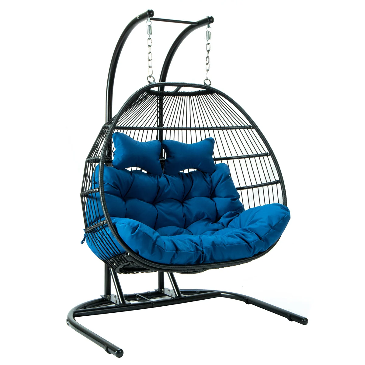 LeisureMod Wicker 2 Person Double Folding Hanging Egg Swing Chair