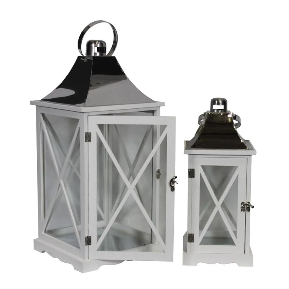 Remarkable Two Piece Wooden Lantern Benzara