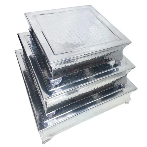 Fabulous 3 Pc Square Cake Stand Hammered Benzara