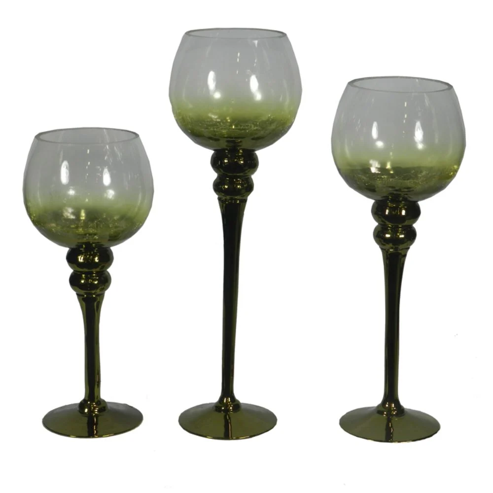 Striking Glass Candleholder Set of 3 Benzara