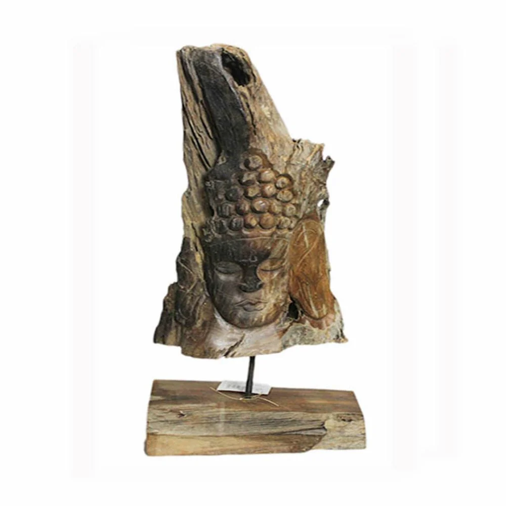 Alluring Wooden Buddha on Base Natural Benzara
